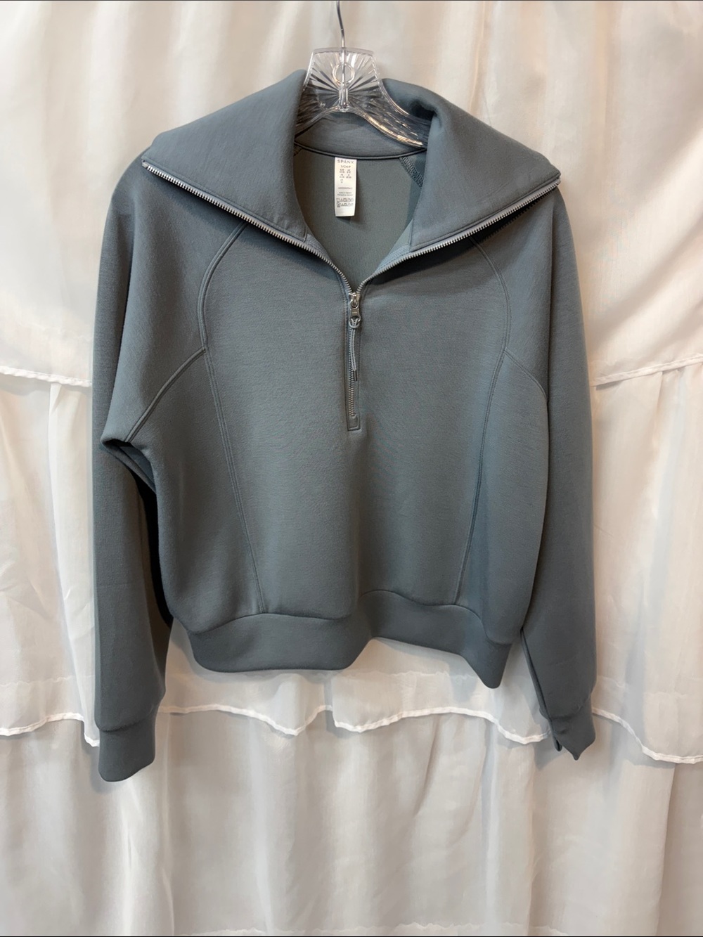 Spanx Women's Blue Grey Half-Zip air Essential Pullover🌻